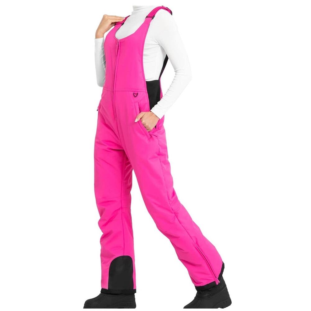 Ohuhu Insulated Snow Bib Overalls, Ski Snowboarding Winter, Pink, Women's XL